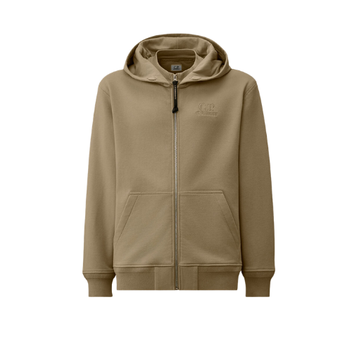 Diagonal Raised Fleece Zip Hooded Sweatshirt