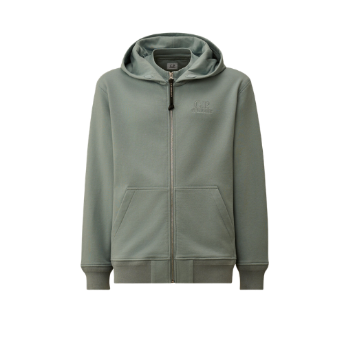 Diagonal Raised Fleece Zip Hooded Sweatshirt