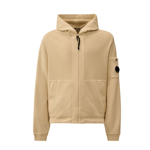 Cotton Diagonal Fleece Zip Hooded Sweatshirt