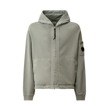 Cotton Diagonal Fleece Zip Hooded Sweatshirt