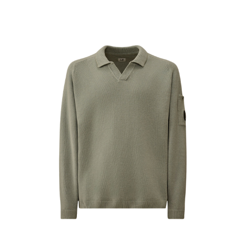 Cotton Chenille Polo Lens Sweater